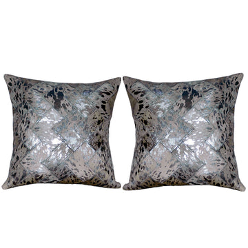 Hilason Cowhide Leather Hair-On Patchwork Cushion Pillow Cover